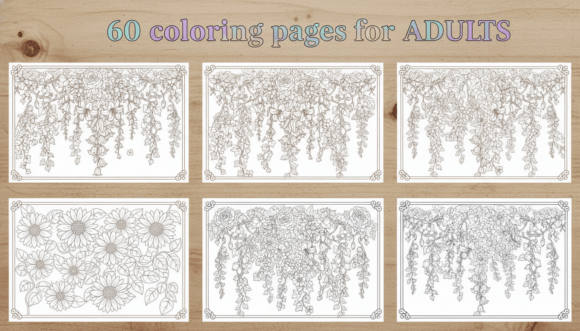 60 Hanging Vines and Blossoms Pattern: A Botanical Coloring Escape