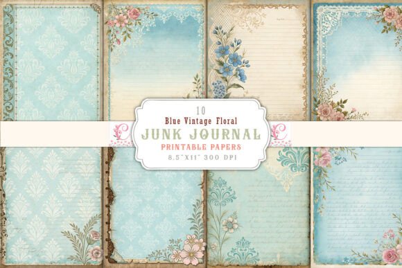 Blue Vintage Floral Junk Journal Pages: A Designer's Guide