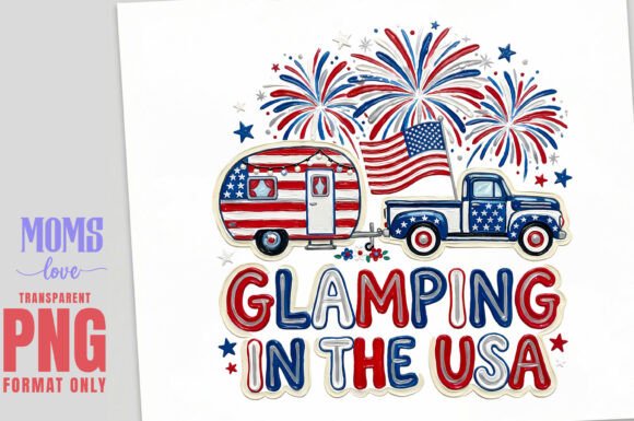 Celebrate Patriotism with Glamping in the USA Painted PNG