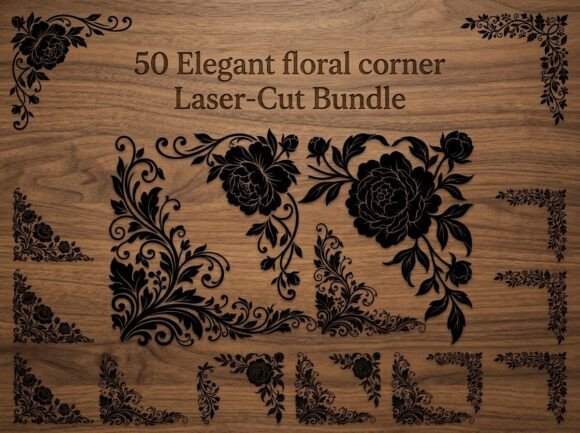 Elegant Floral Corner: A Decorative Design Asset for Every Creator