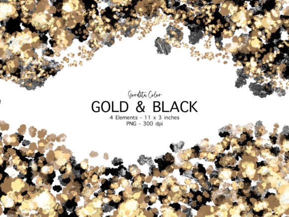 Elevate Your Stationery with Black and Gold Chunky Glitter Borders