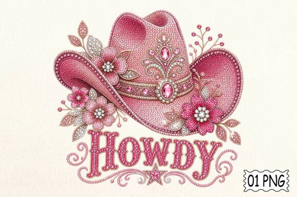 Howdy Pink Cowgirl Hat PNG: Bold Western Graphics