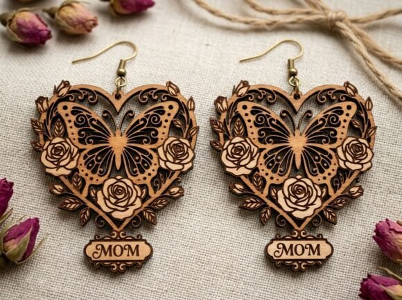 Mom Butterfly Heart Earring Laser Cut: A Design That Tells a Story