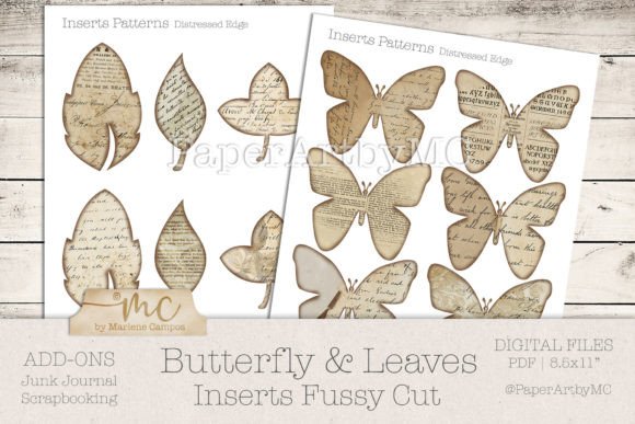 Vintage Fussy Cut Butterfly and Leaves