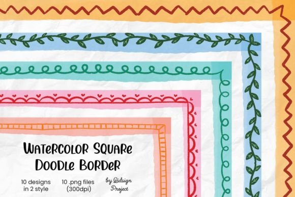 Watercolor Square Doodle Border: Unlock Creative Versatility